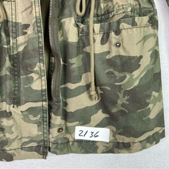 Old Navy Jacket Camo Women Medium Green Military Cargo Utility Drawstring Pocket - Picture 5 of 10
